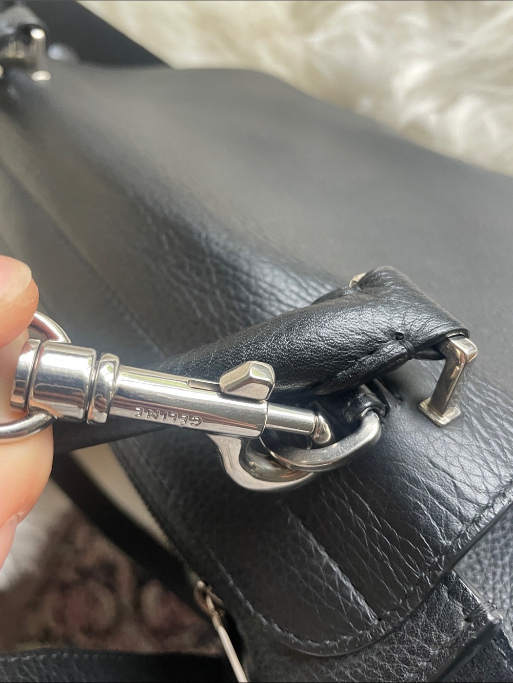 Celine Black Leather Top-Handle Satchel with Silver Hardware - Picture 11 of 11
